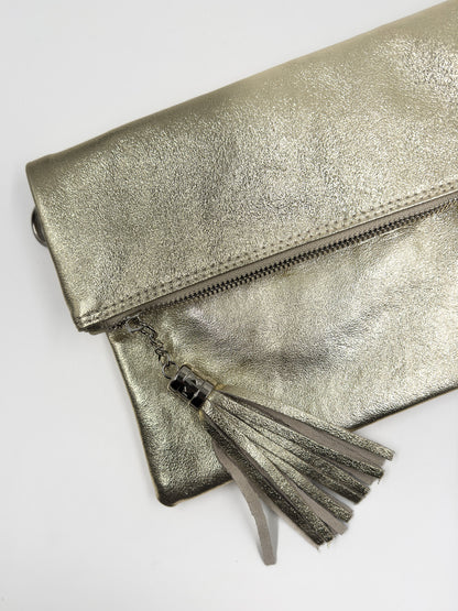 Bandolera Letizia Cuero Metalizado Dorado