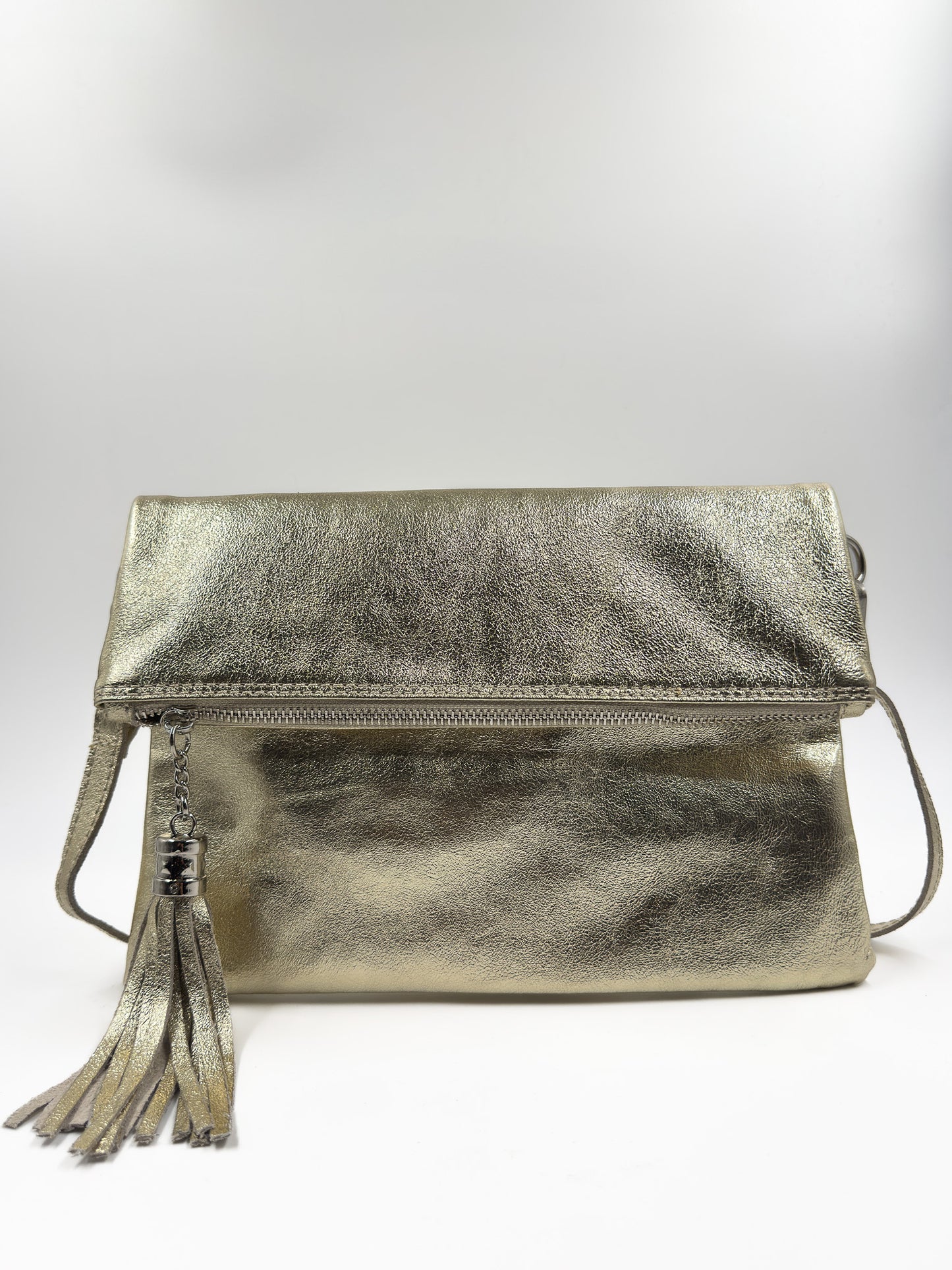 Bandolera Letizia Cuero Metalizado Dorado