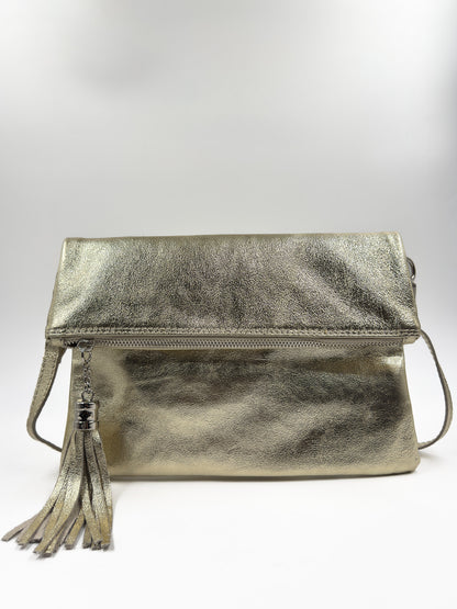 Bandolera Letizia Cuero Metalizado Dorado