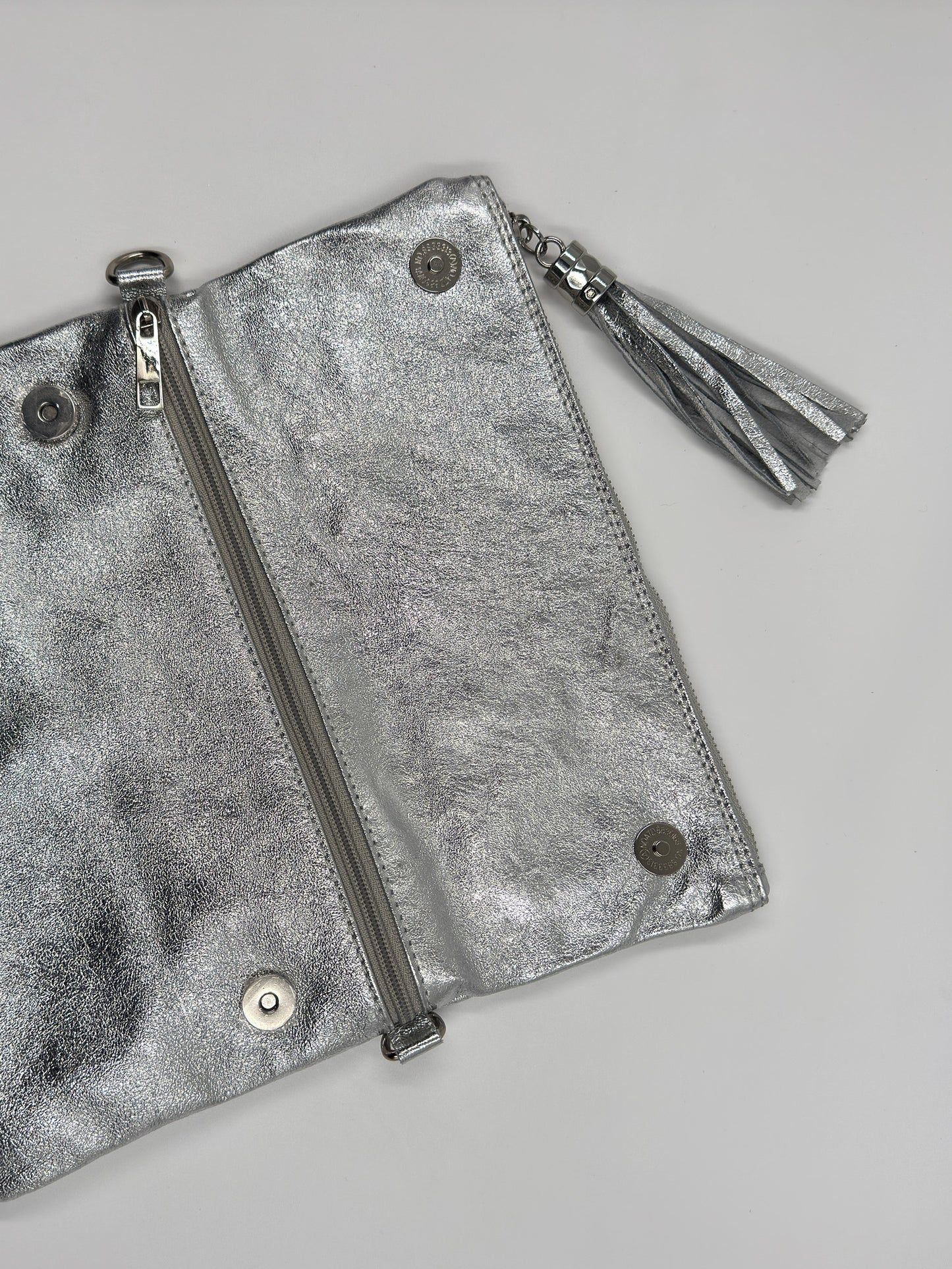 Bandolera Letizia Cuero Metalizado Plata