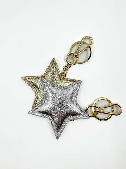 Llavero Manola Cuero Metalizado Plateado