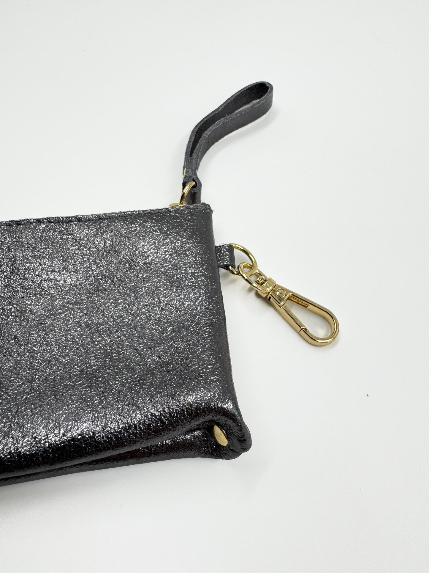 Monedero Lupe cuero metalizado Grafito