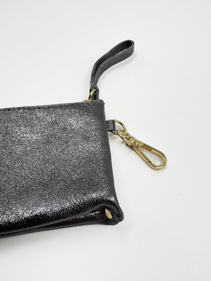 Monedero Lupe cuero metalizado Grafito