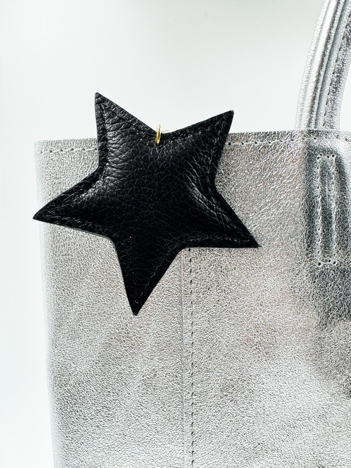 Tote Colomba Cuero Metalizado Plateado